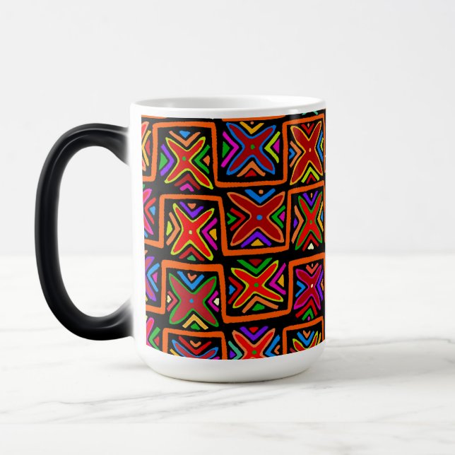 Mug Magic Kuna Indian Mola Tribal Checks - Rouge (Gauche)