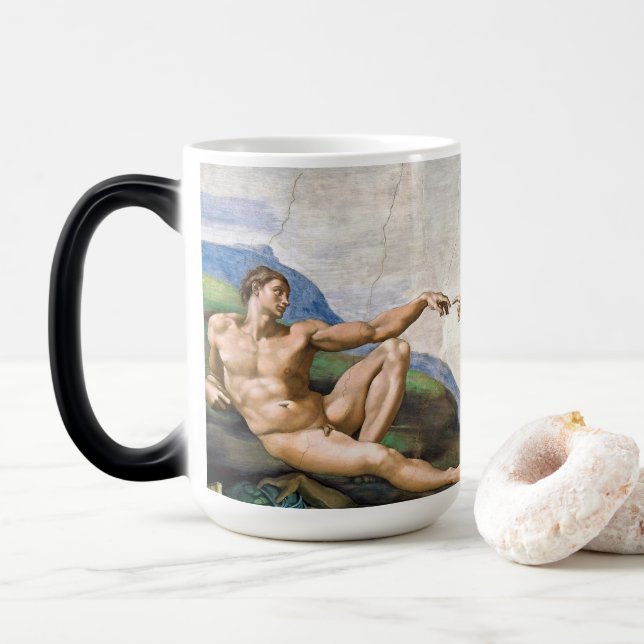 Mug Magic La création d'Adam par Michel-Ange Buonarroti (Avec donut)