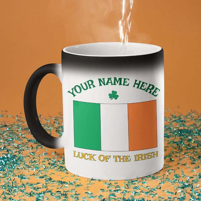 Mug Magic La Saint-Patrick Drapeau Irlande Nom Personnalisé  (Créateur téléchargé)