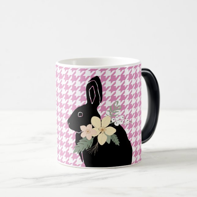 Mug Magic Lapin Lapin Silhouette Fleurs de Printemps Houndst (Devant droit)