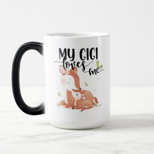 Mug Magic Le cerf de bois Doe et le bébé Fawn Mon Gigi m'aim