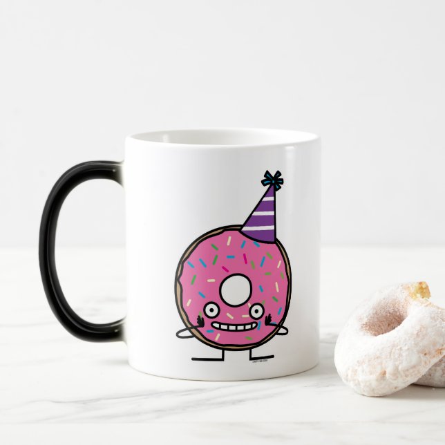 Mug Magic Le glaçage de rose de beignet d'anniversaire (Avec donut)