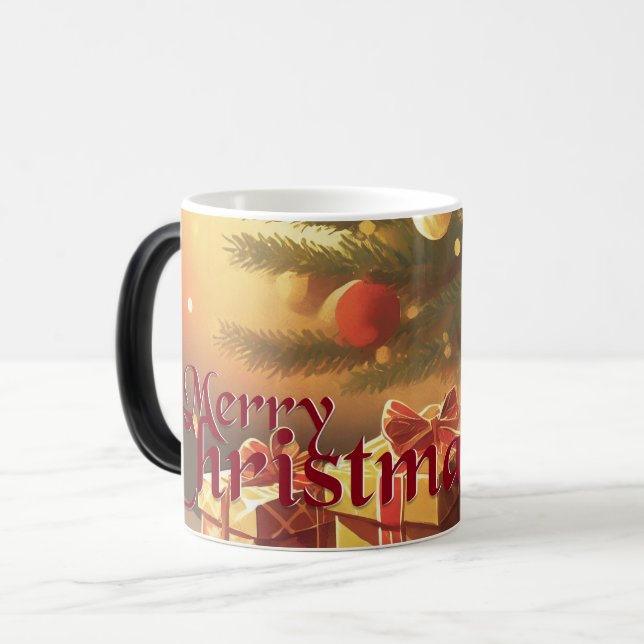Mug Magic Le Motif de Noël, avec des présents sous l'arbre d (Devant gauche)