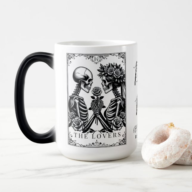 Mug Magic Les Lovers Tarot Card Skeletons Monogram Mariage (Avec donut)