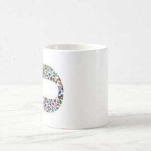 Mug Magic Lettre hébraïque 'CHAF' faite avec des pierres pré