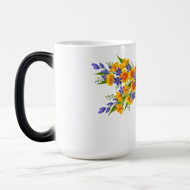 Mug Magic libellule de fleurs jaunes (Gauche)