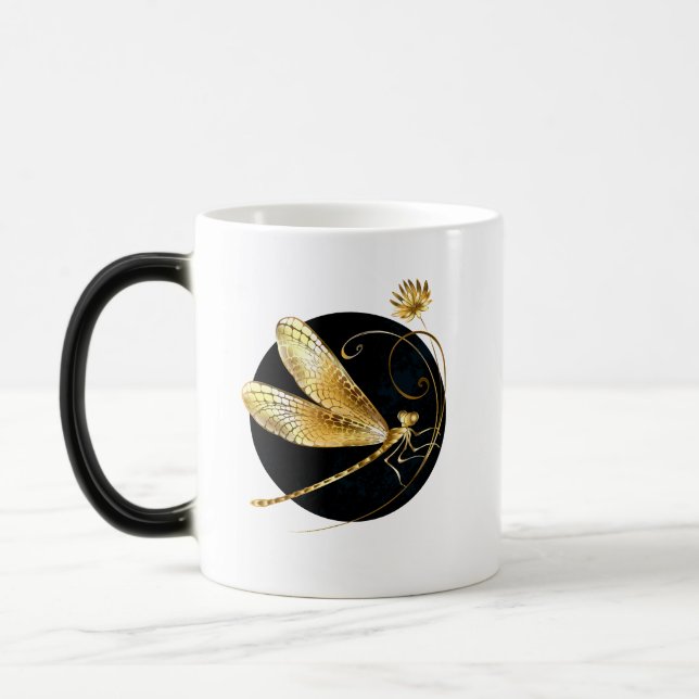 Mug Magic libellule d'or en cercle noir (Gauche)