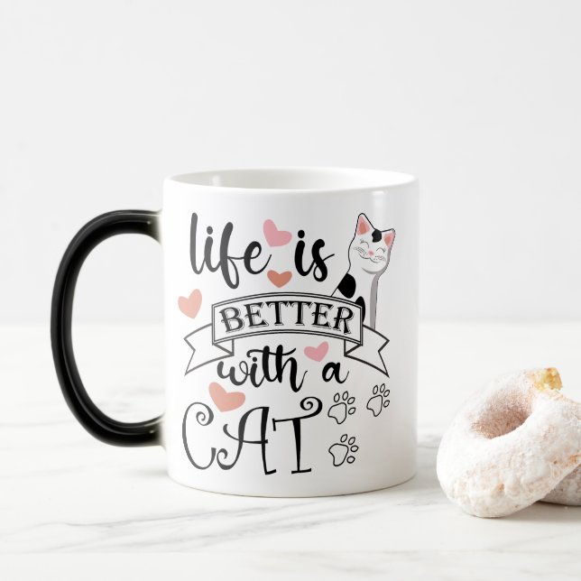 Mug Magic Life is Better With a Cat quote slogan (Avec donut)