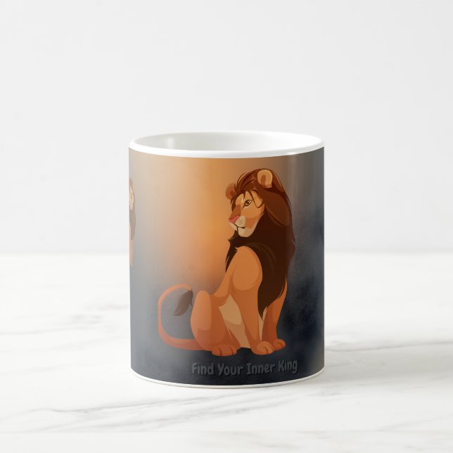 Mug Magic Lion doré majestueux - Graphique d'animal puissant (Centre)