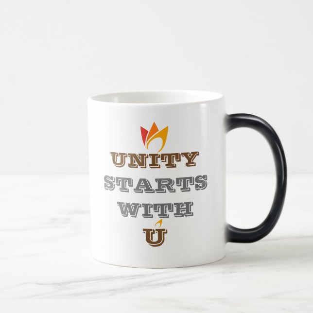 Mug Magic L'UNITÉ COMMENCE AVEC U (feu orange à rouge) & Log (Droite)