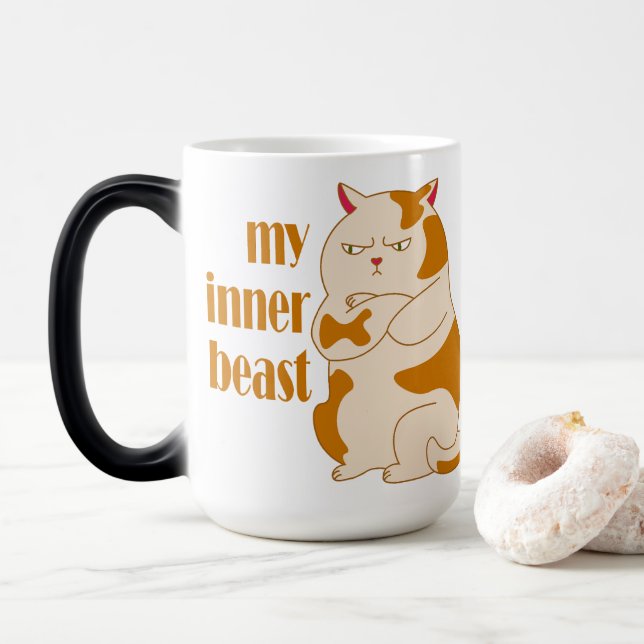 Mug Magic Ma bête intérieure fainéante citation de motivatio (Avec donut)