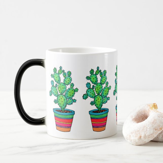 Mug Magic Magnifique Cactus Aquarelle En Beau Pot (Avec donut)