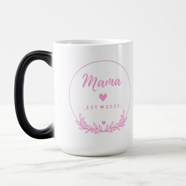 Mug Magic Mama Est.2025 shirt -Mother gift Pink Minimal -  (Gauche)