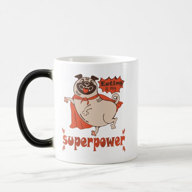 Mug Magic Manger est mon super-puissance rouge carlin style  (Gauche)