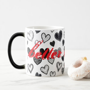 Mug Magic "Meilleur Ensemble" Doodle Whimsical Art main tiré