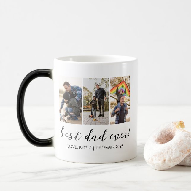 Mug Magic Meilleur papa jamais garder Multi Photo (Avec donut)