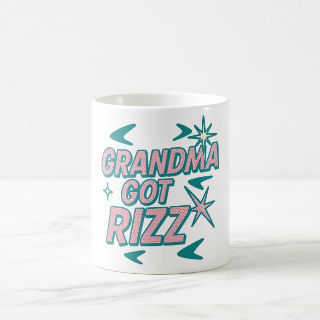 Mug Magic Mémé a du Rizz — Pop sarcelle et rose atomique (Centre)