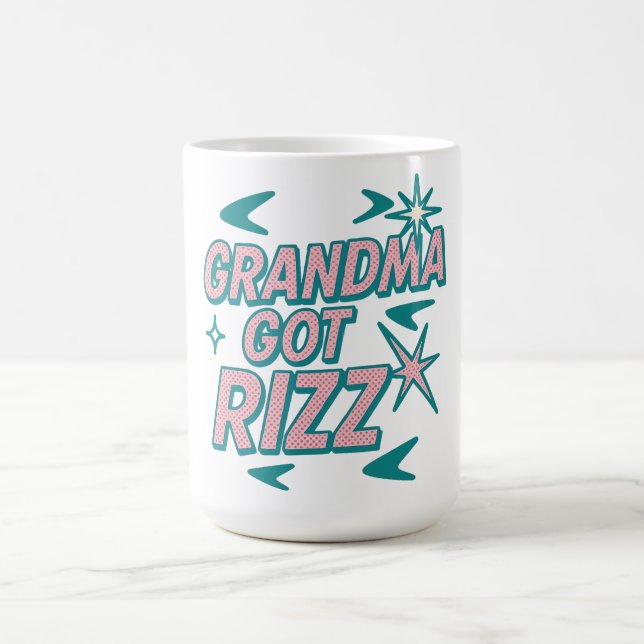 Mug Magic Mémé a du Rizz — Teal-Pink Pop Atomique (Centre)