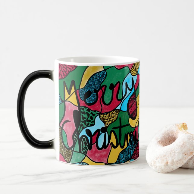 MUG MAGIC MERRY NOËL NEUROGRAPHIQUE & NOIR LIGNE (Avec donut)