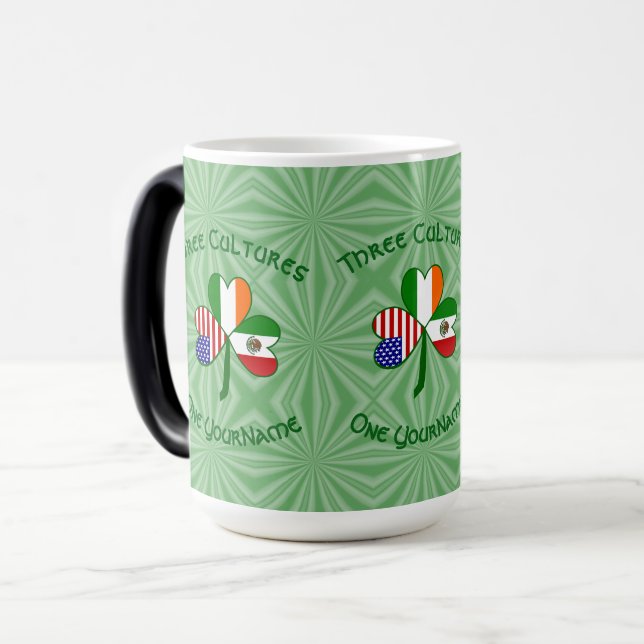 Mug Magic Mexicain Irlandais Drapeaux Shamrock Votre nom (Devant gauche)