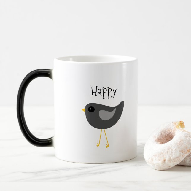 Mug Magic Mignonne muqueuse d'oiseau noir (Avec donut)
