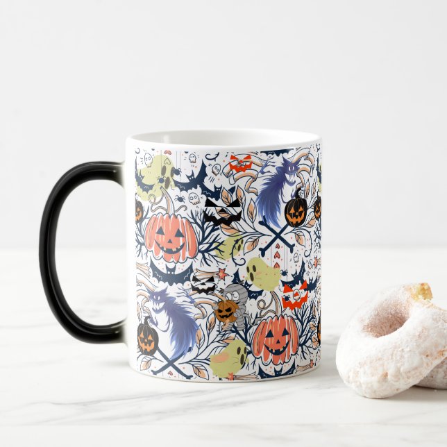 Mug Magic Mikitiez rétro vintage halloween ghouls citrouille (Avec donut)
