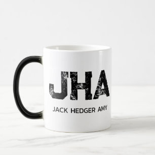 MUG MAGIC MINIMALISTE NOIR MONOGRAMME À TROIS LETTRES NOM BL