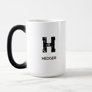 MUG MAGIC MINIMALISTE NOIR MONOGRAMME À UNE LETTRE NOM BLANC