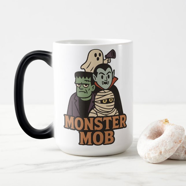 Mug Magic Mob de monstres Frankenstein Vampire Momie Fantôme (Avec donut)