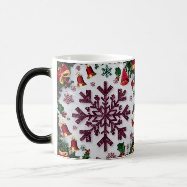 Mug Magic Modèle de silhouettes de flocons de neige Noël rus (Gauche)