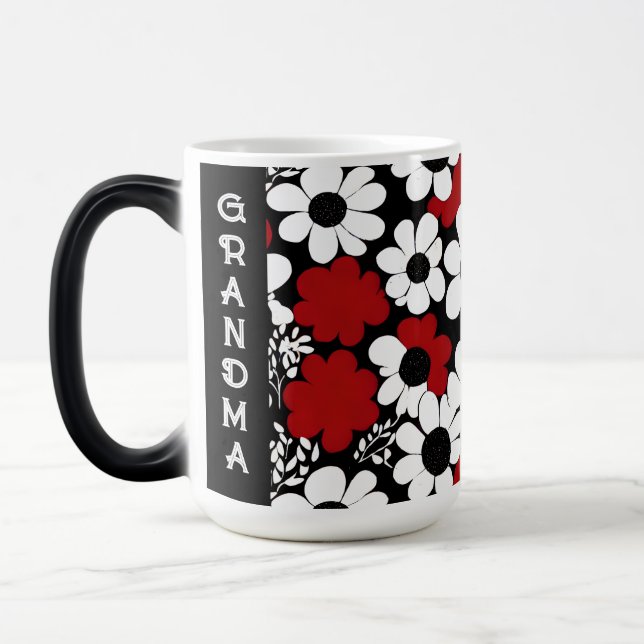 Mug Magic Modèle floral grand-mère personnalisé (Gauche)