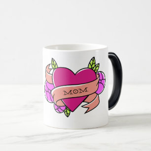 Mug Magic MOM Tatouage cardiaque Floral rose Cool vert