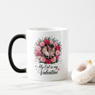 Mug Magic Mon chat est mon valentin floral design mignon pou