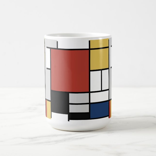 Mug Magic Mondrian Peinture Rouge Plane Jaune Noir Gris Bleu (Centre)