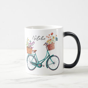 Mug Magic Monogramme aquarelle fleurie sur vélo Mélange cade
