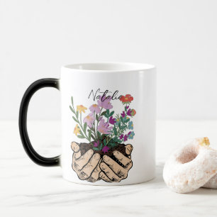 Mug Magic Monogramme art moderne encre esquisse mains floral