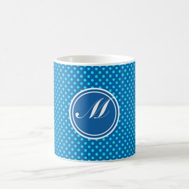 Mug Magic Monogramme d'éblouissement et point de polka bleus (Centre)