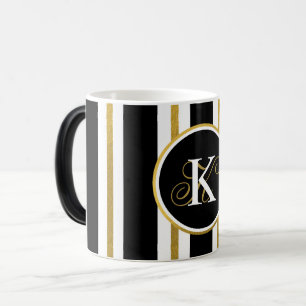 Mug Magic Monogramme Elégant Noir & Or Personnalisé