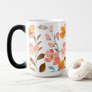Mug Magic  Monogramme Élégant Rose Aquarelle 