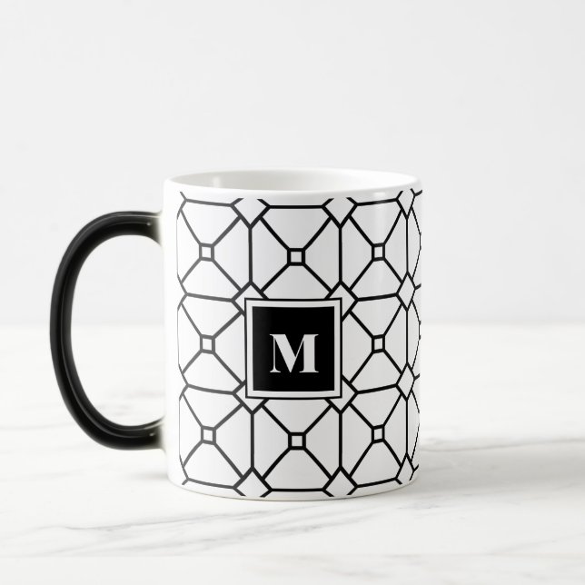 Mug Magic Monogramme géométrique noir et blanc (Gauche)
