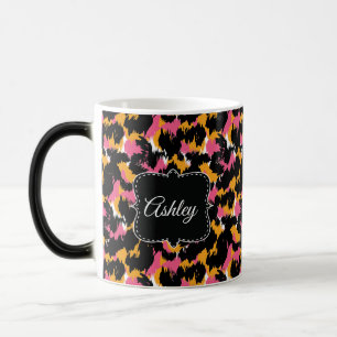 Mug Magic Monogramme personnalisé rose imprimé guépard chic