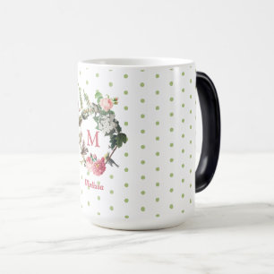 Mug Magic Monogramme Vintage Floral et Pois de couronne d'oi