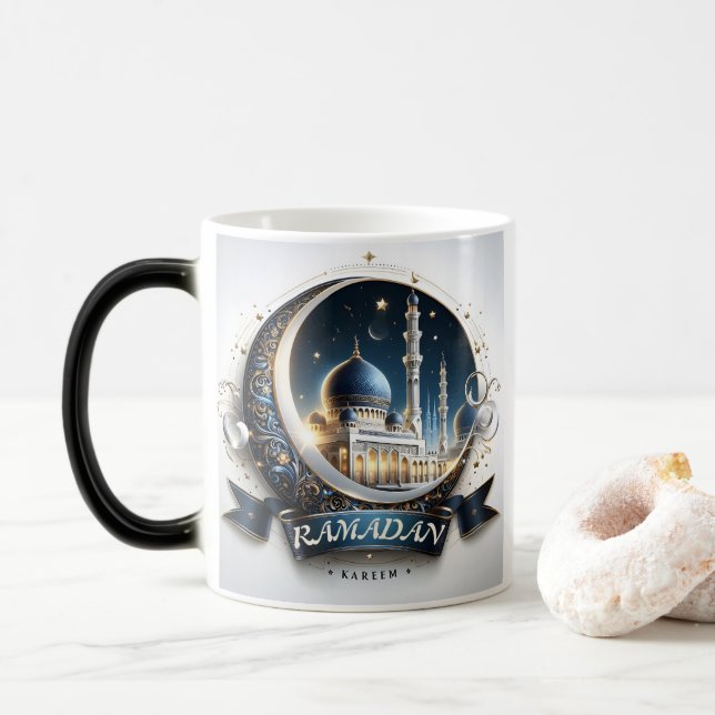 Mug Magic Mosquée Bleue de la marine musulmane Aïd Moubarak (Avec donut)