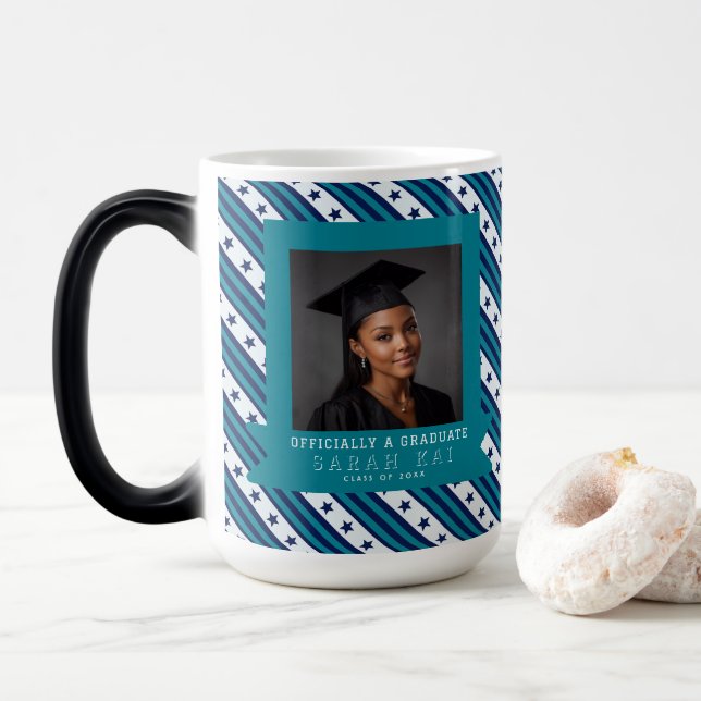 Mug Magic Motif à rayures gras Diplômé de la promotion de (Avec donut)