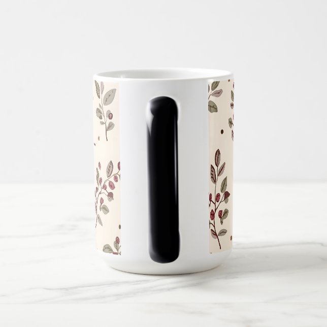 Mug Magic Motif botanique délicat de feuillage à la crème (Poignée)