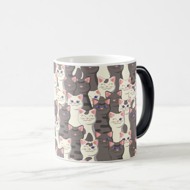 Mug Magic Motif de chats blancs et gris (Devant droit)