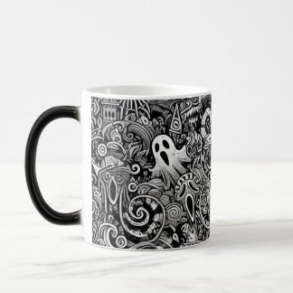 Mug Magic Motif de doodle Halloween complexe avec Symbo fonc