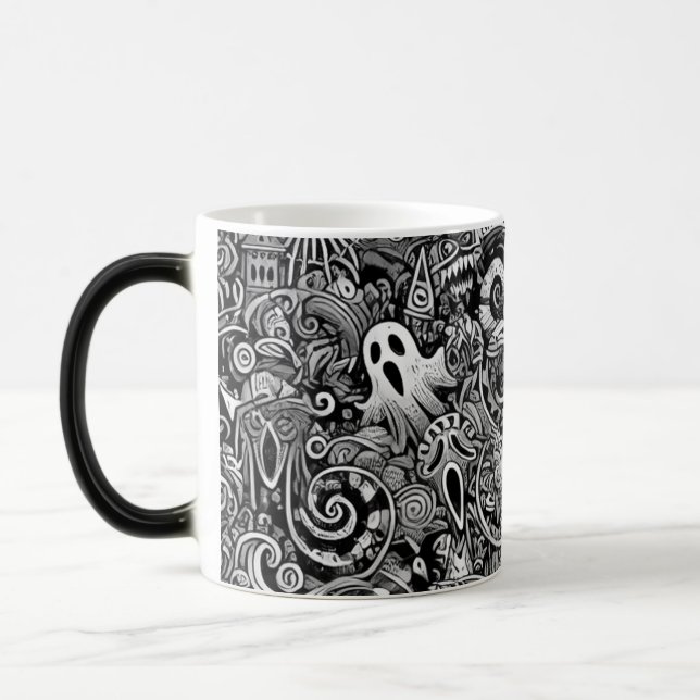 Mug Magic Motif de doodle Halloween complexe avec Symbo fonc (Gauche)