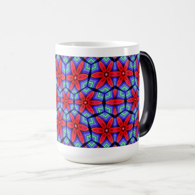 Mug Magic Motif de Fleurs de tissus rouges (Devant droit)