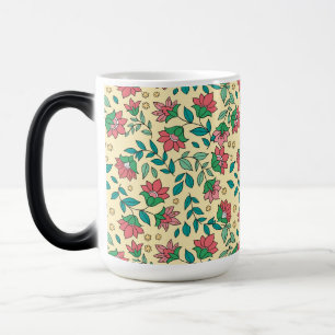 Mug Magic Motif de fleurs et de feuilles pressées dessinées 